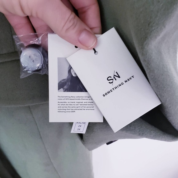 Something Navy Olive Long Wool Top Coat Large - Picture 6 of 9